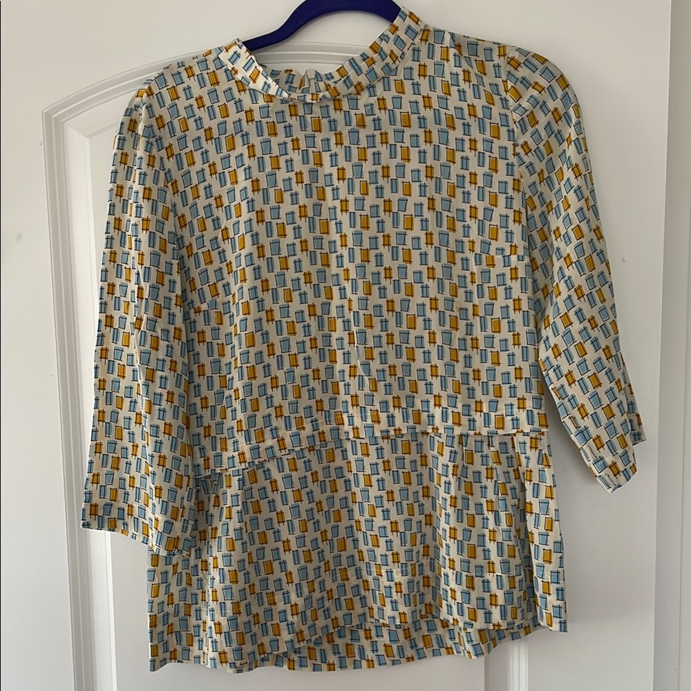 Marni Blue and Yellow Geometric Blouse